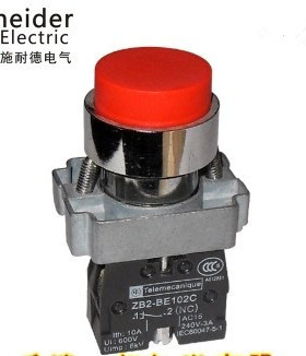施耐德按钮 22mm红色凸头按钮开关 XB2BL42C 自复位 1常闭