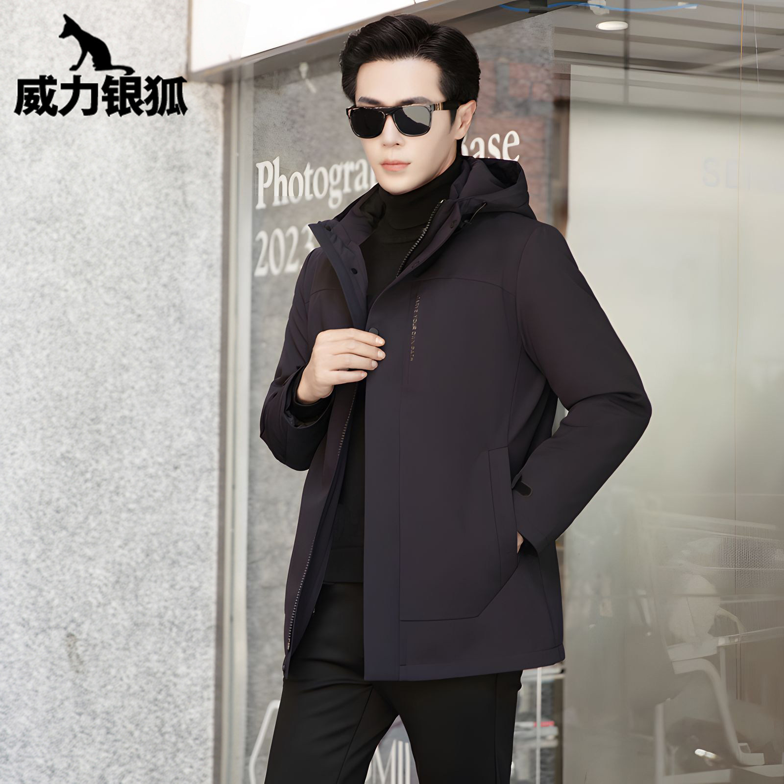 貂皮内胆派克服中长款尼克服男装