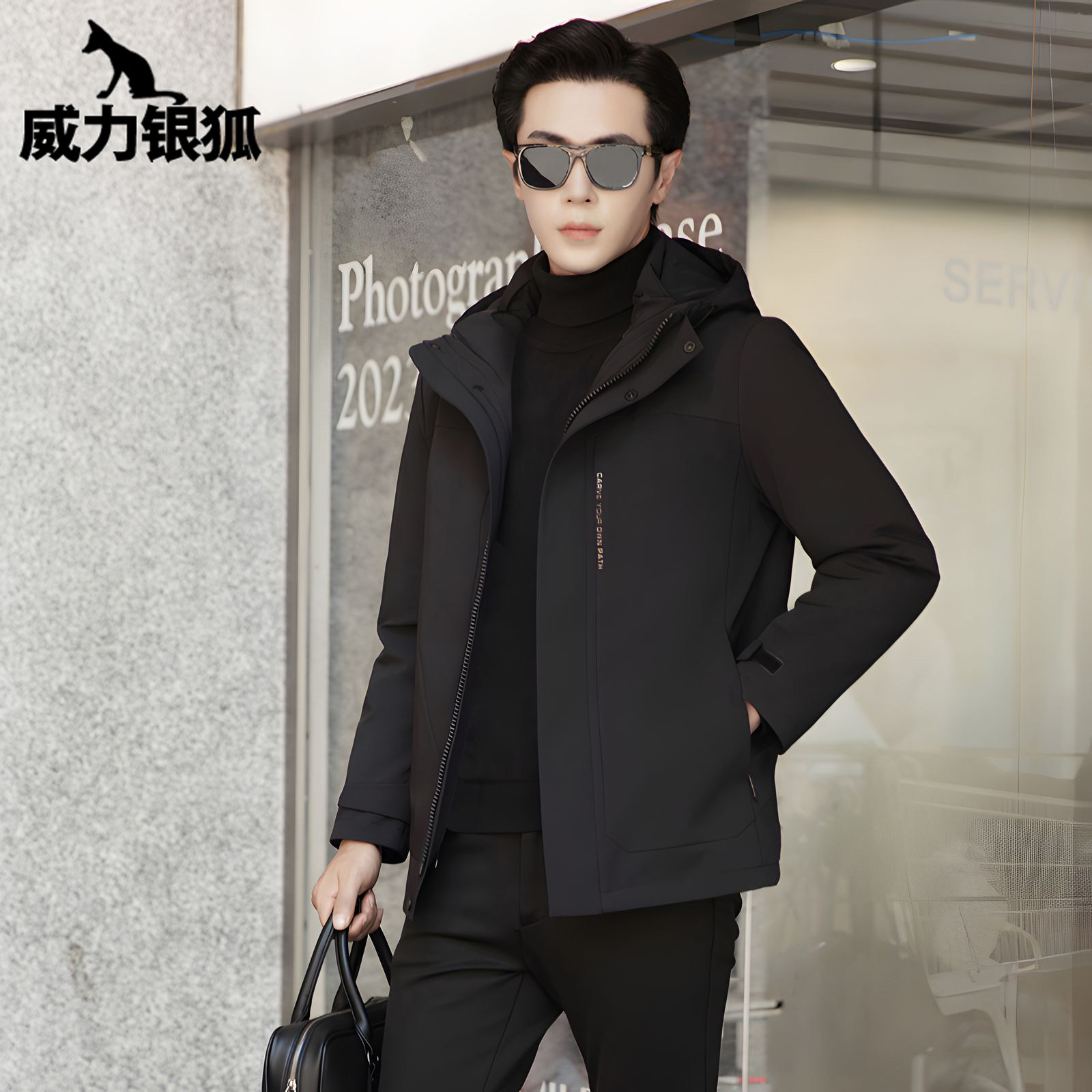 海宁皮毛一体貂皮内胆派克服男款