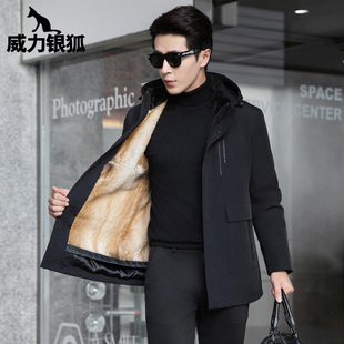 冬款 貂皮可拆卸内胆皮草派克服男海宁整貂皮毛一体水貂毛外套 男士