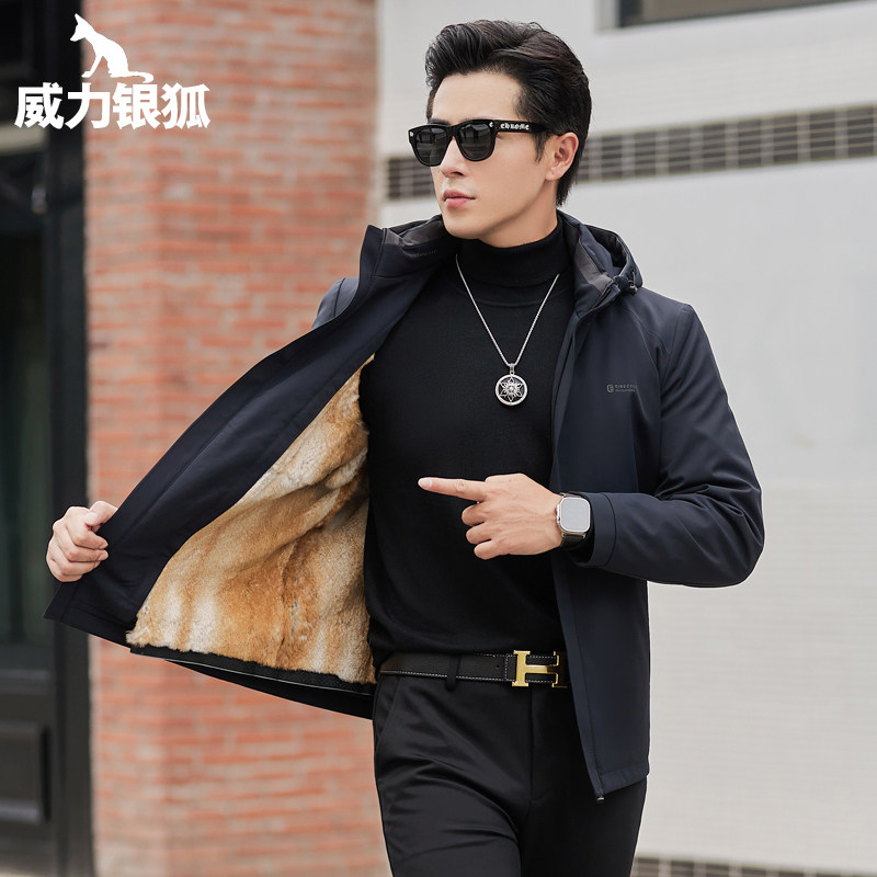 貂内胆派克服海宁可脱卸帽皮草男