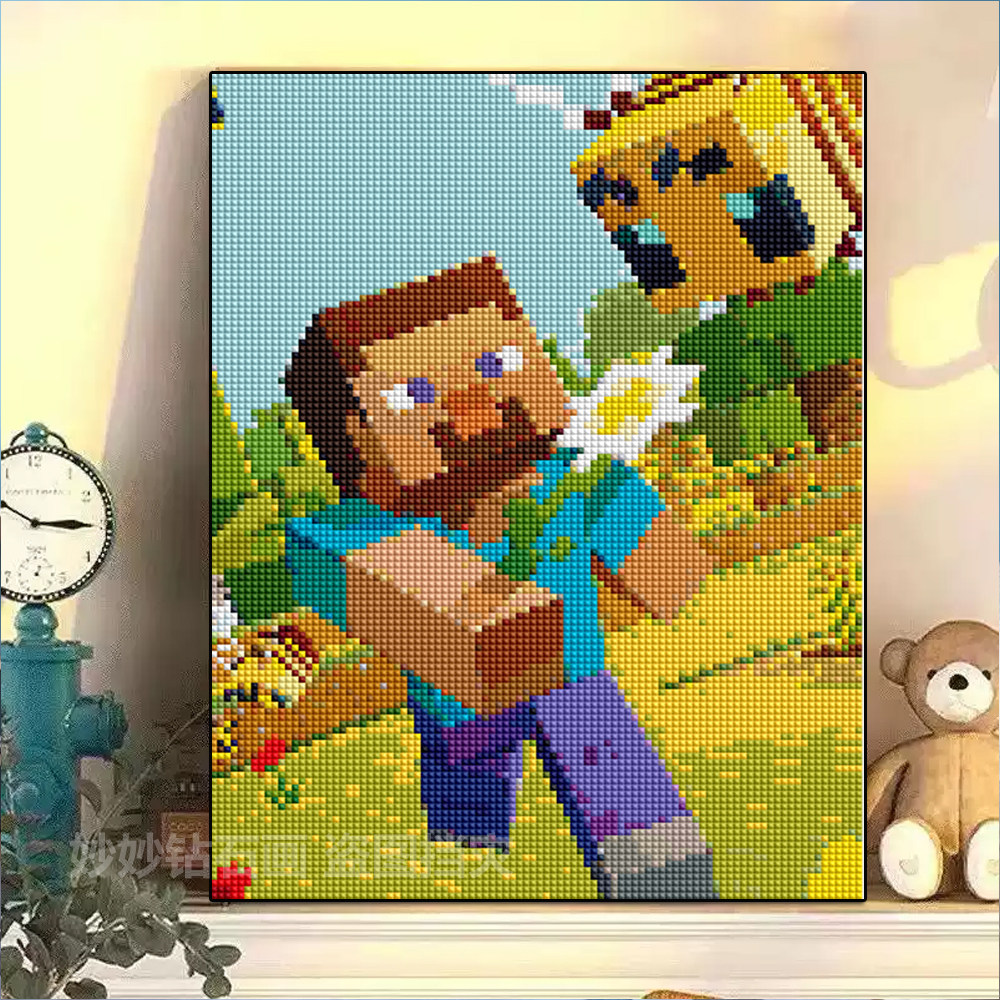 2026新款我的世界钻石画儿童房男孩手工5DIY砖石点钻十字绣小学生