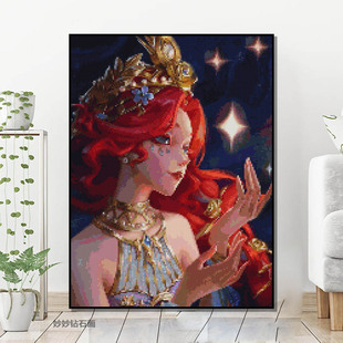 高颜值渔女钻石贴画女生diy成人手工女孩子高难度砖石点钻十字绣