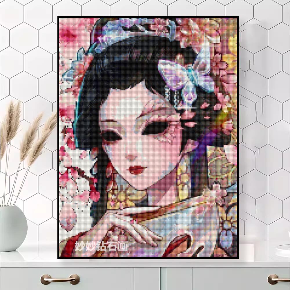 Geisha艺伎红蝶钻石画高颜值女孩手工diy点钻十字绣第五人格砖绣