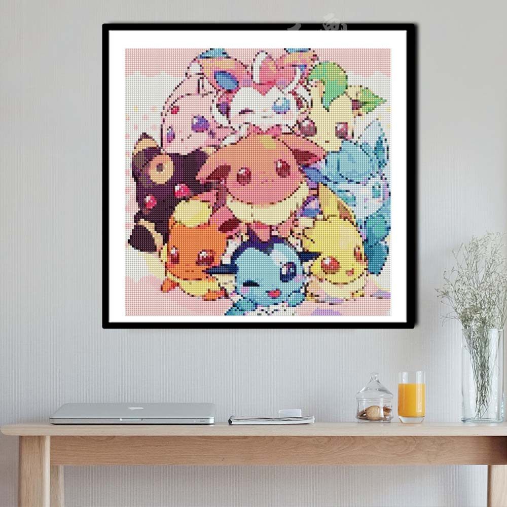 2026新款伊布钻石画宝可梦儿童床头画女孩手工5DIY贴钻砖石十字绣,居家布艺,钻石绣,淘宝优惠券,粉丝福利购,淘宝优惠卷