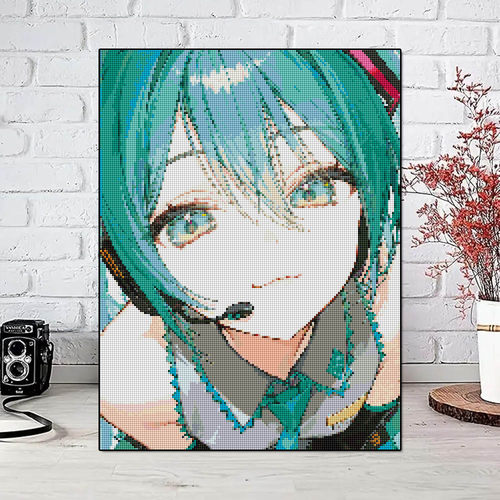 初音未来钻石画二次元高颜值女孩手工diy男生点钻十字绣动漫人物