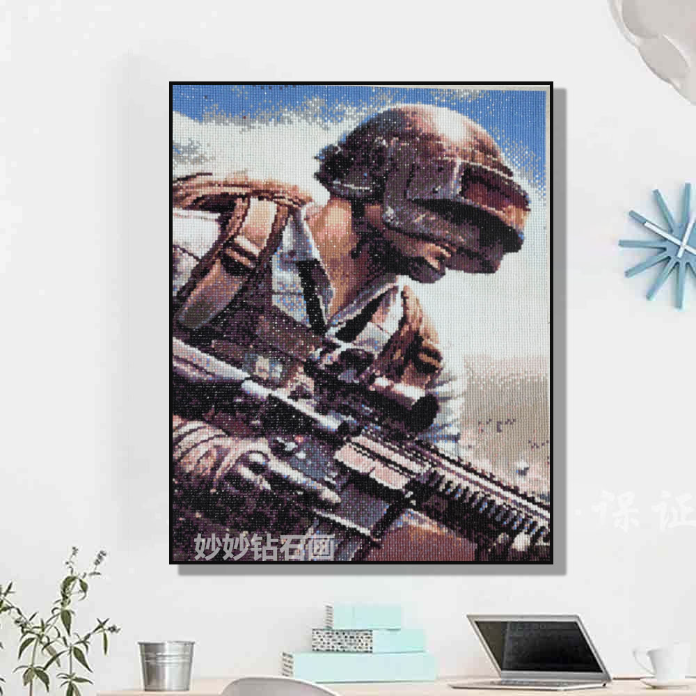 2025新款吃鸡和平精英钻石画儿童床砖石画男孩手工DIY贴钻十字绣