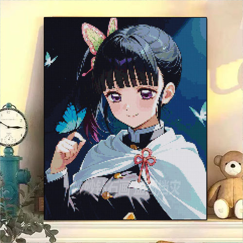 高颜值香奈乎钻石画DIY女孩砖石画点钻十字绣Demonslayer鬼灭之刃