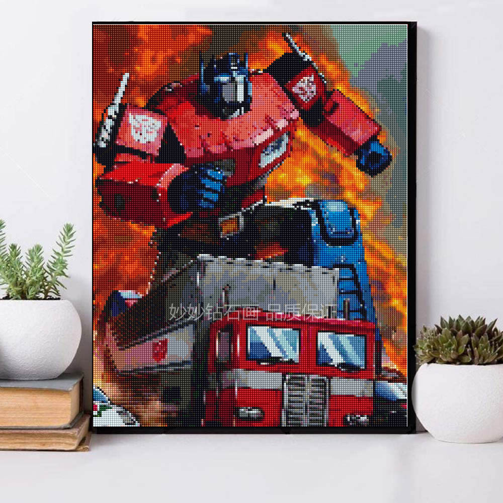 2026新款机器人擎天柱钻石画儿童小学生男孩手工diy点钻卧室挂画