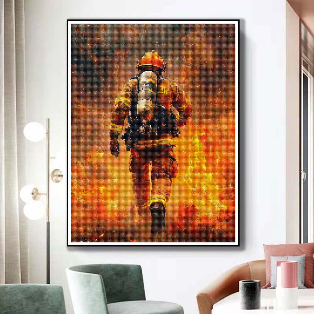 2027新款消防员钻石画客厅装饰挂画成人儿童DIY手工点钻贴砖石绣