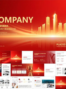 【动态PPT】金红色高级简约商务公司企业简介商业项目介绍PPT模板