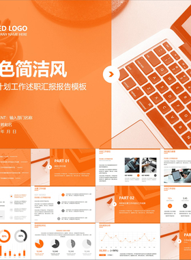 【动态PPT】橙色简洁风总结计划年终年度工作述职汇报报告PPT模板