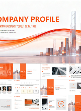 【动态PPT】橙色简约高级质感全图文商业公司简介企业介绍PPT模板