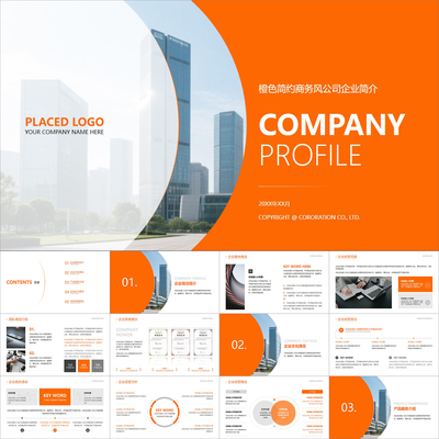 【动态PPT】橙色简约精致商务风公司企业简介商业项目介绍PPT模板