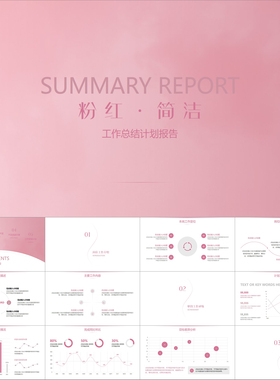 【动态PPT】粉红色简洁清新极简唯美总结计划报告工作汇报PPT模板