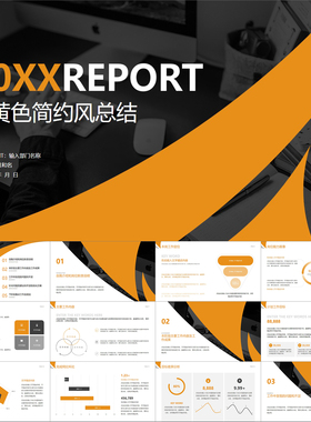 【动态PPT】橙色简约商务风工作总结年终汇报年度半年报告PPT模板