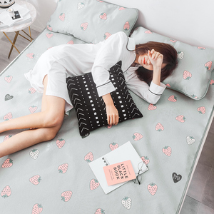 朵洋 小清新印花冰丝席三件套