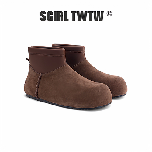 D568-3 SGIRL TWTW新款磨砂皮平底复古马丁靴女丑萌大头