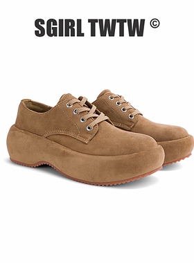 A625-1 SGIRLT WTW复古磨砂皮松糕底板鞋新款休闲百搭面包小皮鞋