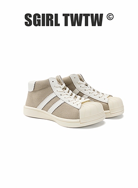 J368-1 SGIRLT WTW 交叉绑带拼色系带圆头中跟高帮鞋经典高帮时尚