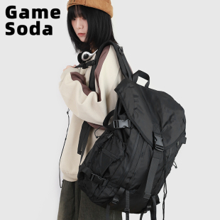 电玩汽水户外运动机能双肩包男大学生电脑书包大容量旅行登山背包