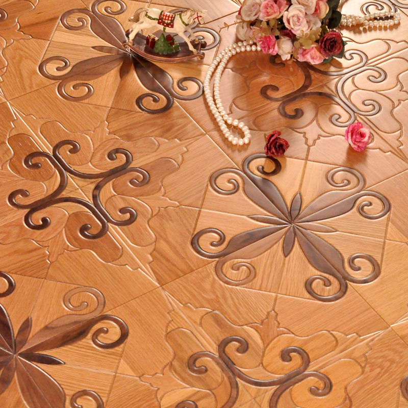 积加拼花木地板多层实木复合黑胡桃橡木背景墙不变形不开裂环保