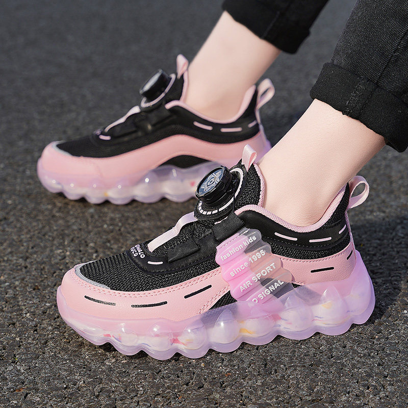 女童鞋子秋款儿童旋转纽扣运动鞋