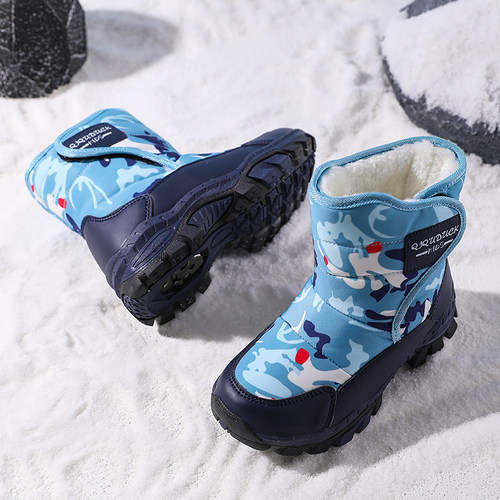 儿童雪地靴男童冬加绒中筒雪地靴