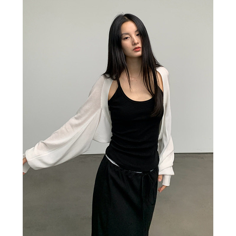 天丝棉醋酸防晒披肩女夏季短款蝙蝠袖百搭显瘦针织上衣气质坎肩