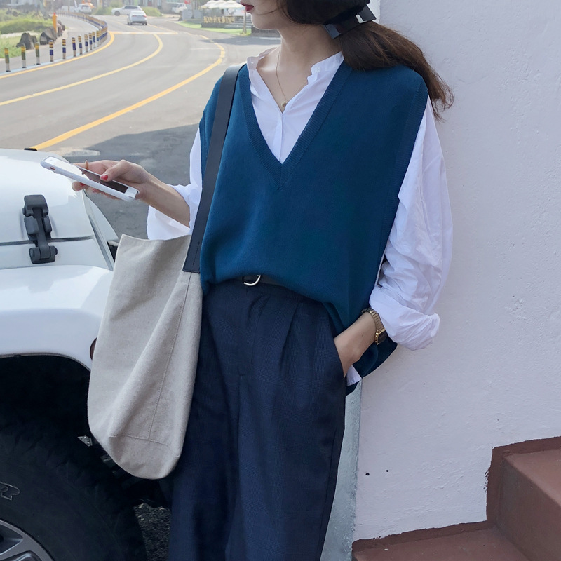 羽迹eal2023春新款v领女叠穿坎肩