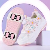 隐形小学生运动轮滑鞋 女童轮滑暴走鞋 子四轮飞行鞋 儿童鞋 2025新款