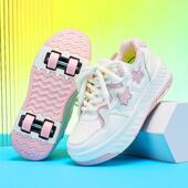 女孩小学生运动隐形儿童暴走轮滑鞋 溜冰鞋 子 四轮飞行鞋 女童暴走鞋