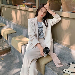 女装 套装 新款 小西装 两件套 2021早秋季 外套休闲裤 气质时尚
