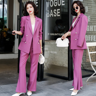 显瘦2021初秋新款 网红炸街西装 套装 女修身 洋气西服两件套气质 时尚