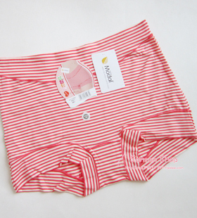 4条包邮 黛丝少女 条纹大码胖女式平角莫代尔内裤 高腰 21563