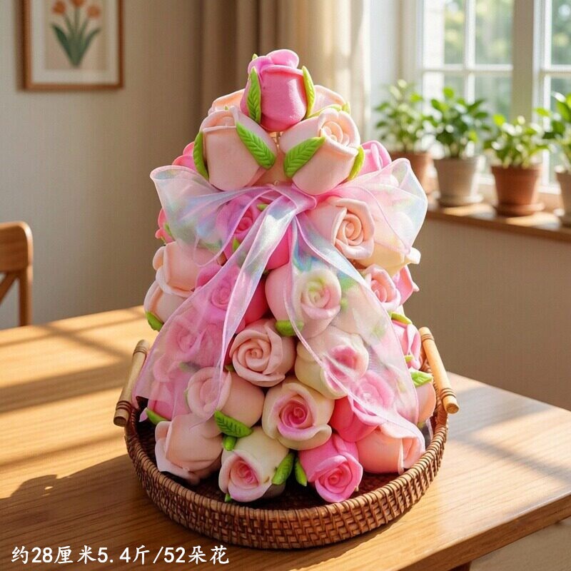 花饽饽玫瑰花束花篮父亲母亲节礼物送妈妈婆婆生日馍馍馒头礼盒