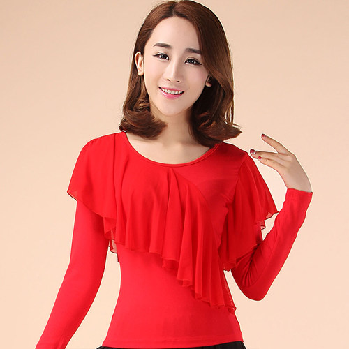 荷叶边广场舞拉丁舞女表演跳舞