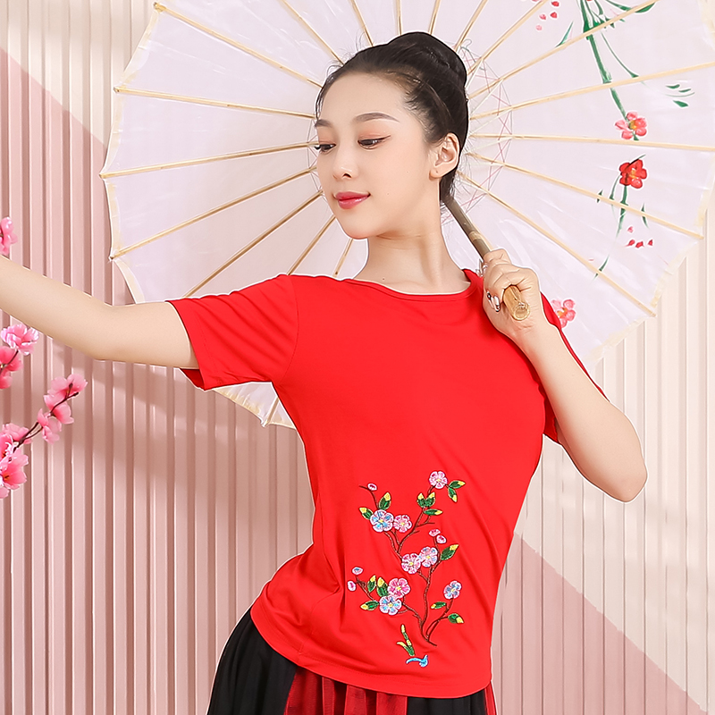 莫代尔舞蹈衣广场舞圆领民族舞服