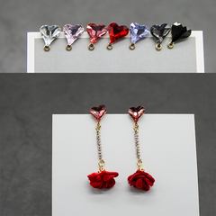 Серьги-сердечки со стразами, серьги «сделай сам», материал, домашние серьги ручной работы для милых девушек, аксессуары, японские и корейские серьги