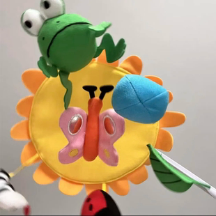 克拉帕床铃转转乐床头挂件丑铃毛绒太阳花新生儿哄睡神器旋转床挂