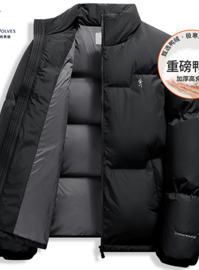 【217g高充绒】与狼共舞立领羽绒服男2025冬季白鸭绒保暖加厚外套