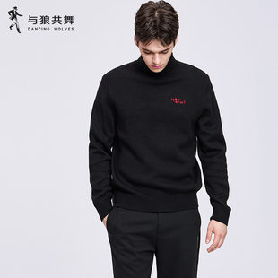 【羊毛】与狼共舞高领羊毛衫男2025秋冬新款刺绣保暖抗菌针织毛衣