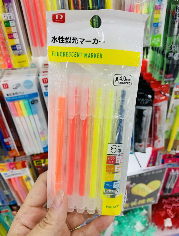 무료 배송 일본 DAISO  DAISO 귀여운 펜 본체 5 색 형광 키 펜 컬러 후크 라인 펜 4.0MM 향기