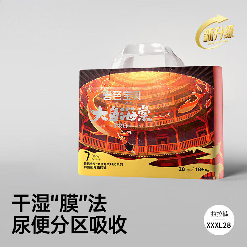 碧芭宝贝大鱼海棠pro纸尿裤 婴儿超薄透气学步拉拉裤 裸感尿不湿,婴童尿裤,拉拉裤/学步裤/成长裤正装,淘宝优惠券,粉丝福利购,淘宝优惠卷