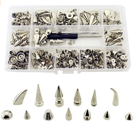 diy鞋包银色混搭风尖钉