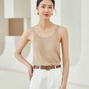 春新品 真丝小吊带背心女士短款上衣春夏无袖内搭黑白色打底衫薄
