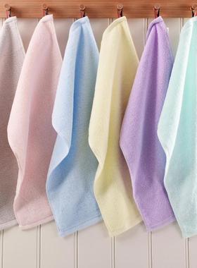 全棉素色吸水不掉毛儿童洗脸面巾幼儿宝宝洗澡巾小毛巾长方25x50