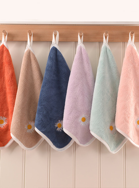 加厚挂式珊瑚绒洗脸毛巾小方巾清洁擦手帕子非纯棉吸水不掉毛家用