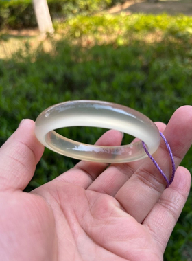 纯天然玛瑙手镯高冰玻璃种玉髓手镯香槟金白月光青冰玛瑙玉镯女