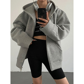 AcupStudio江右上美式 外套 复古拉链连帽卫衣女春秋慵懒风宽松开衫